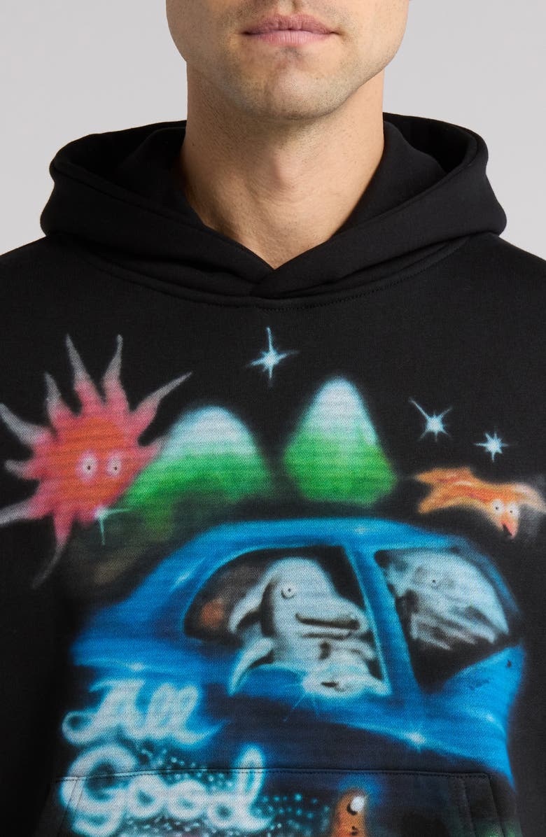 JUNGLES All Good Airbrush Pullover Hoodie, Alternate, color,