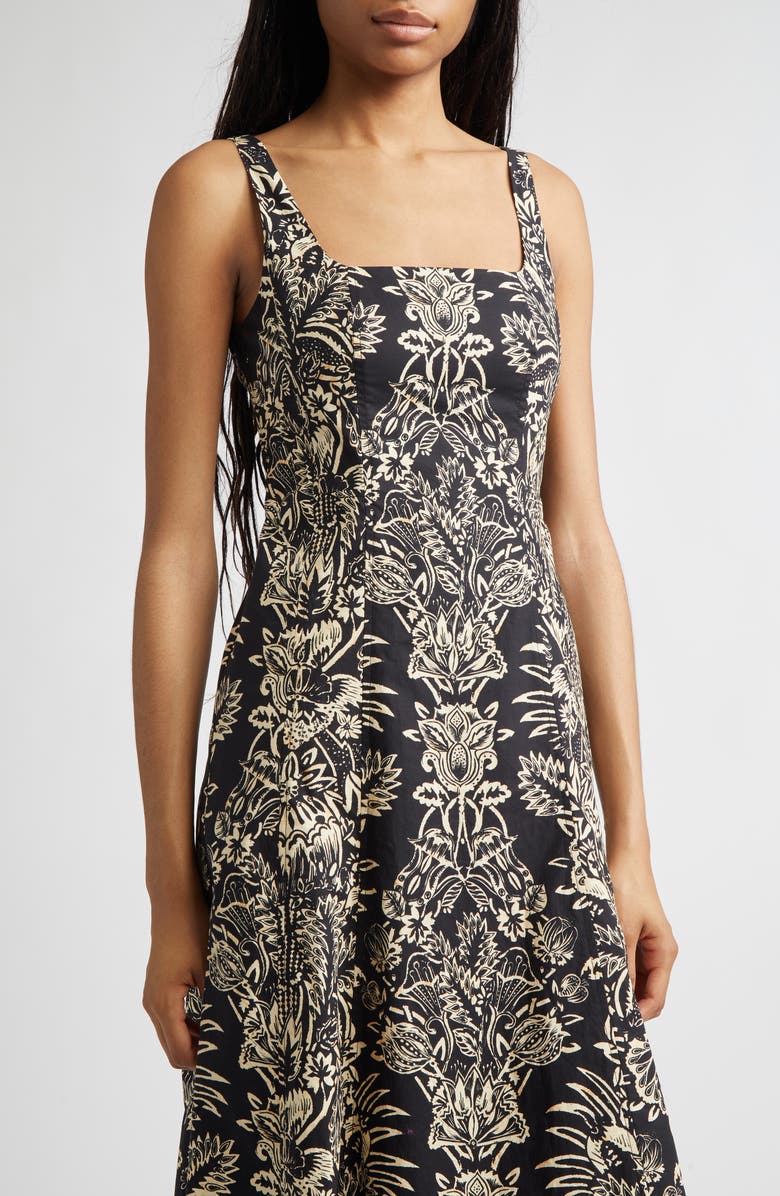 Ulla Johnson Augustina Botanical Midi Dress, Alternate, color, Noir