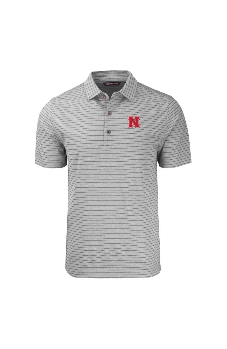 Cutter & Buck Men's Cutter & Buck  Heather Gray Nebraska Huskers Big & Tall Forge Eco Stripe Stretch Recycled Polo, Alternate, color, 