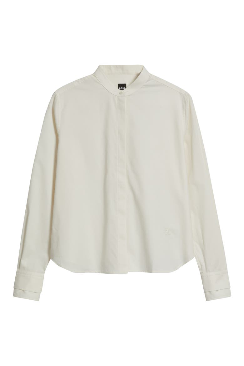 Bertyna Monday Cotton Band Collar Button-Up Shirt, Alternate, color, OPEN WHT