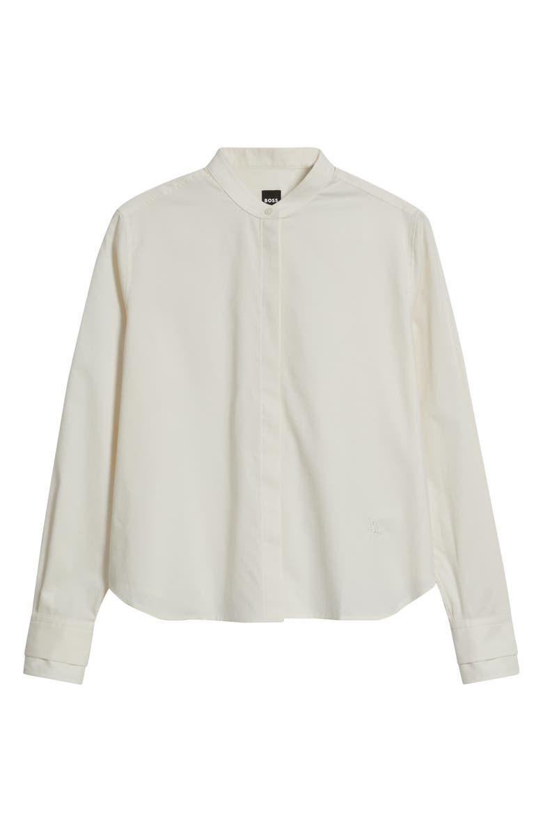BOSS Bertyna Monday Cotton Band Collar Button-Up Shirt, Alternate, color, Soft Cream
