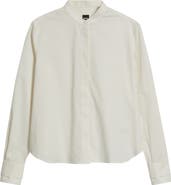BOSS Bertyna Monday Cotton Band Collar Button-Up Shirt