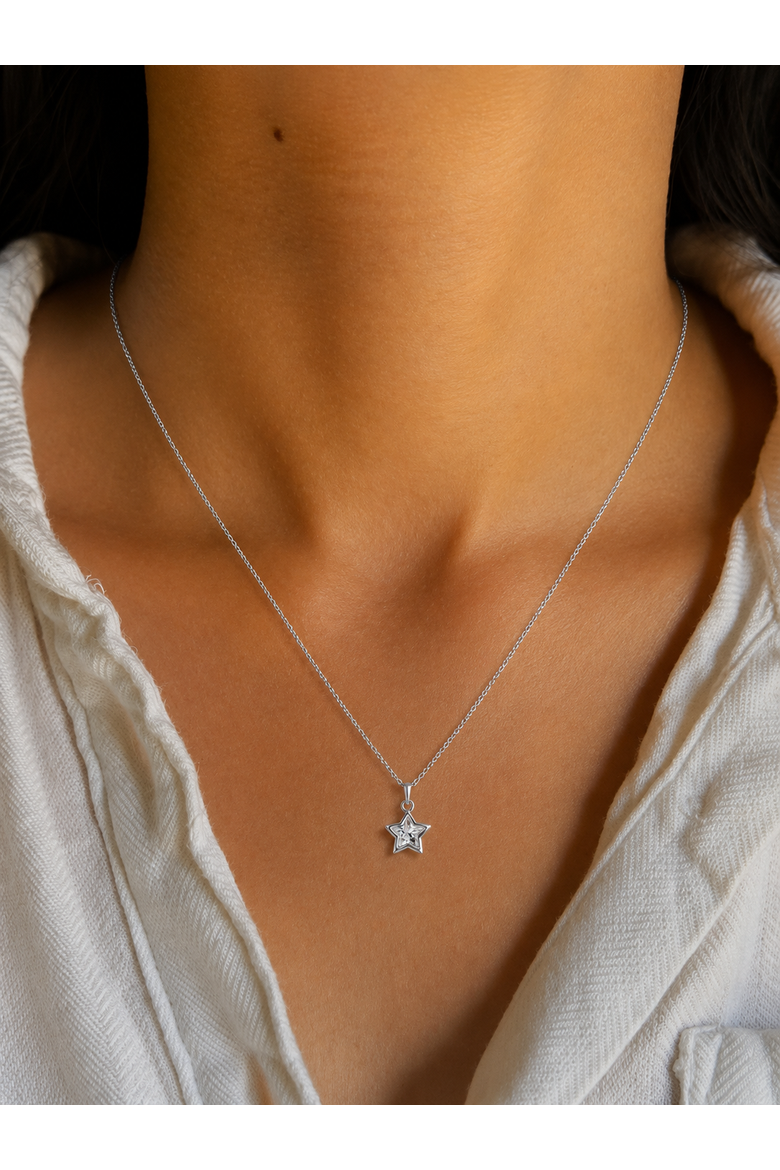 Divine Star Sterling Silver Necklace, Alternate, color, Silver