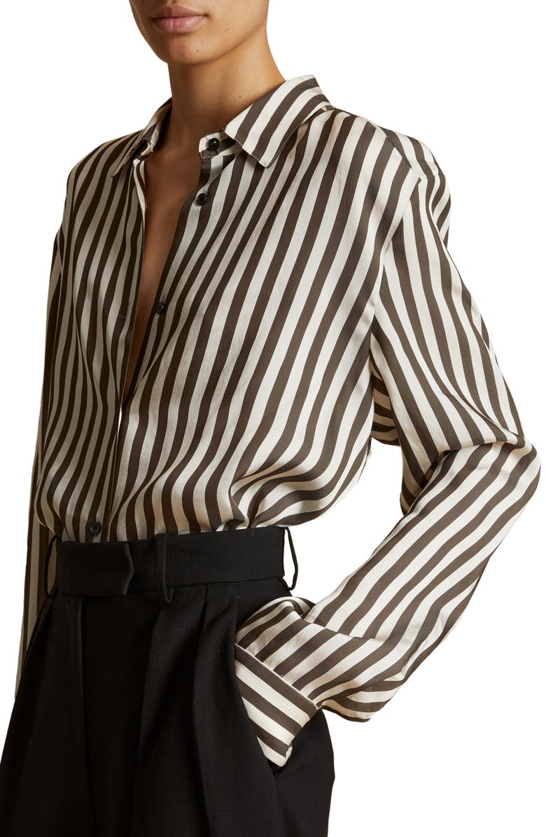 Khaite Argo Stripe Oversize Button-Up Blouse | Nordstromrack