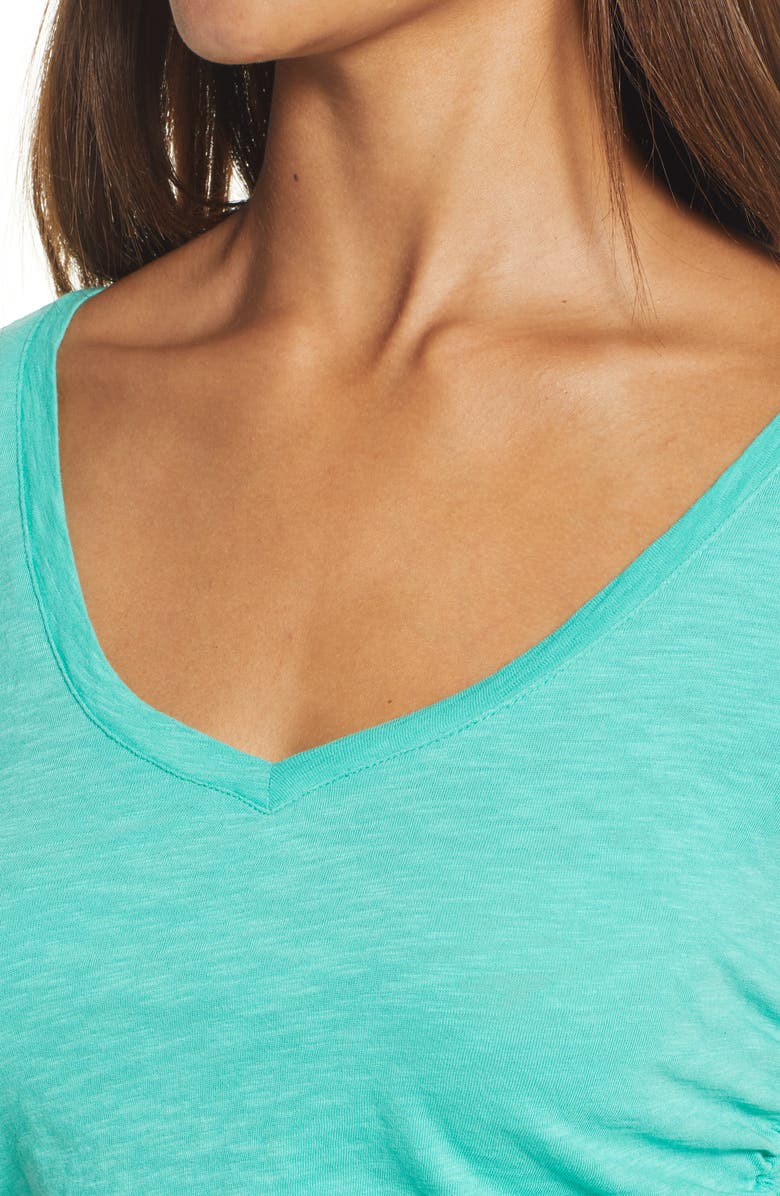 Caslon<sup>®</sup> Shirred V-Neck Tee, Alternate, color, 