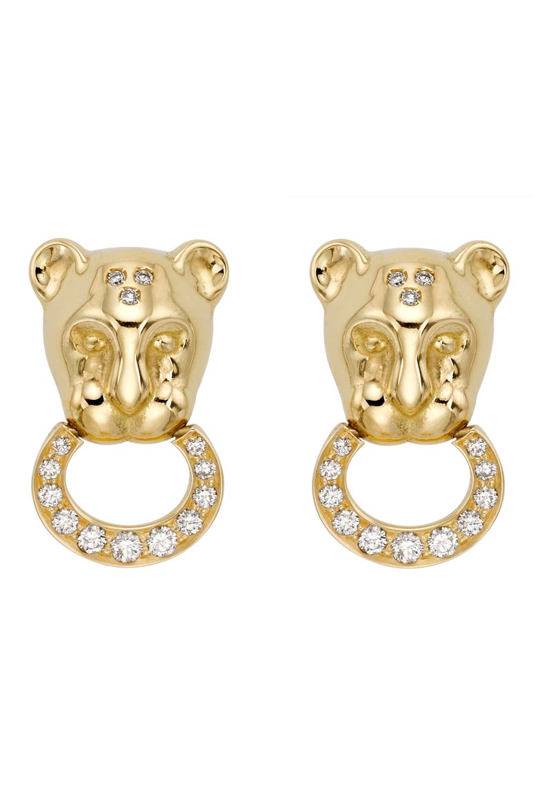Lion Cub Diamond Stud Earrings, Main, color, YELLOW GOLD