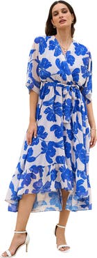 Yumi Midi Dip Hem Wrap Dress