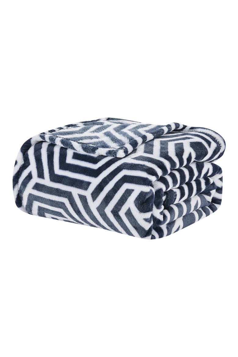 Azmera Plush Fleece Throw Blanket, Main, color, BLUE MULTI