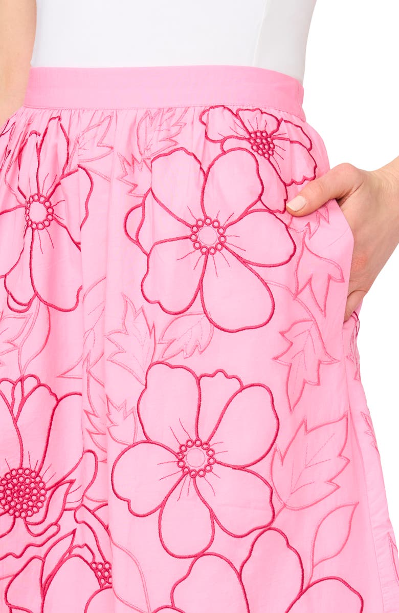 Parker Floral Embroidery Midi Skirt, Alternate, color, Sachet Pink