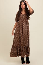 PinkBlush Floral Pleated Bodice Maxi Dress