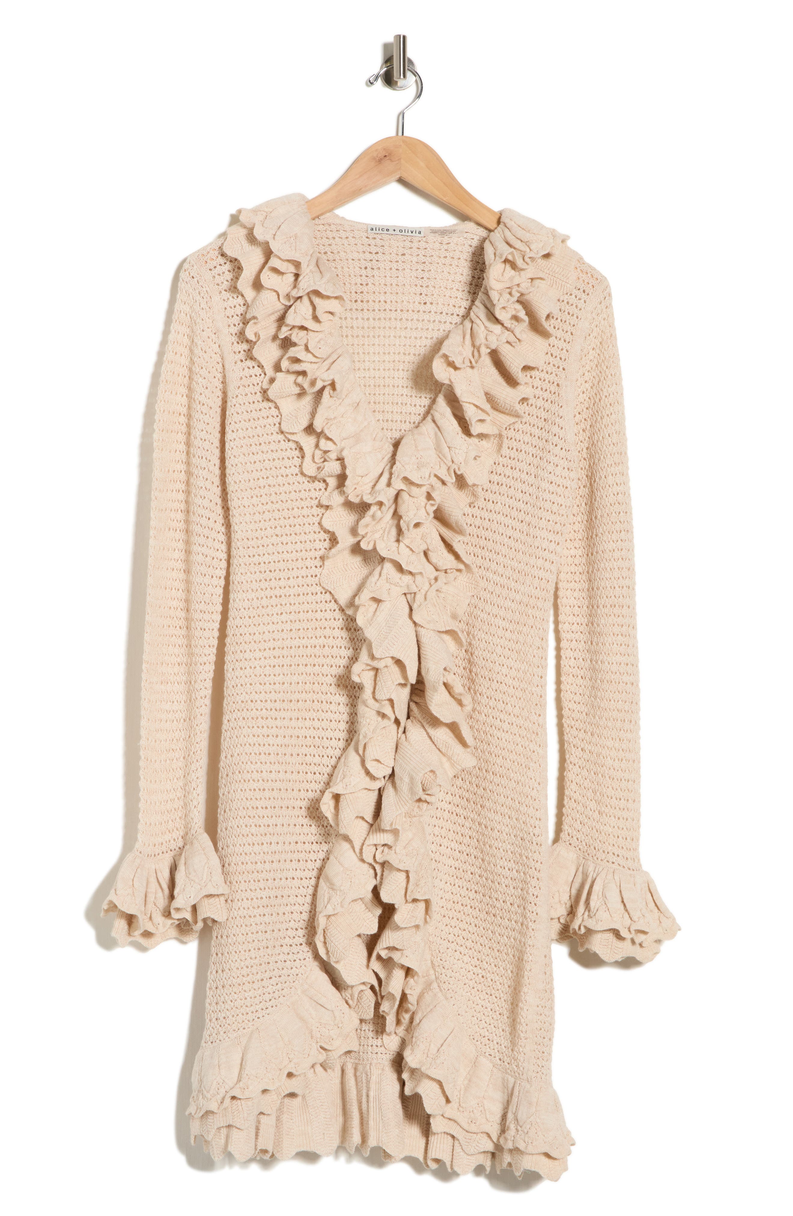 Alice + Olivia Yara Ruffle Wool Cardigan