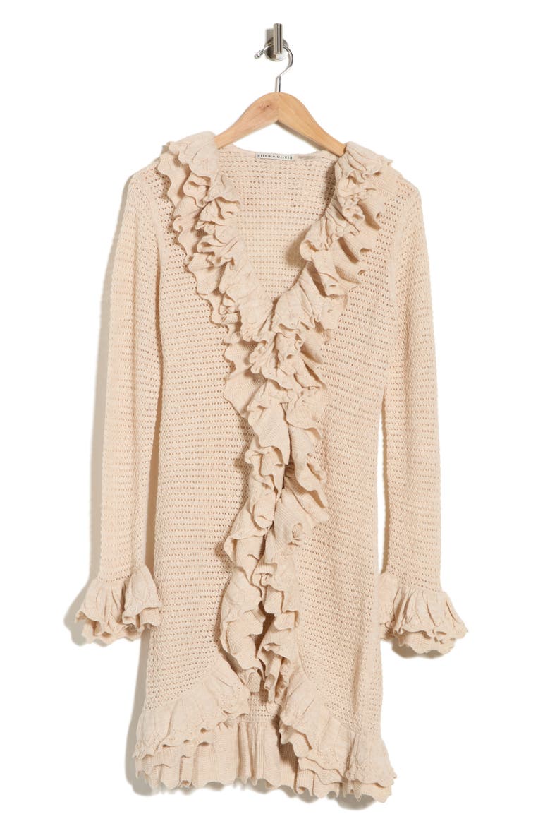 Yara Ruffle Wool Cardigan, Main, color, OATMEAL HEATHER