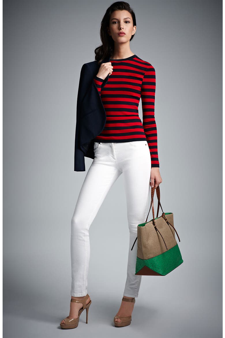 Stripe Matte Jersey Top, Alternate, color, MIDNIGHT/ CRIMSON