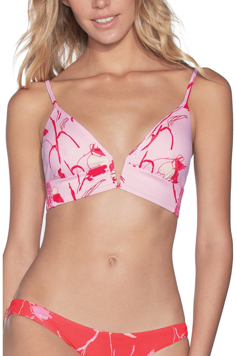 Romantic Parade Longline Reversible Bikini Top, Main, color, TAFFY PINK FLORAL