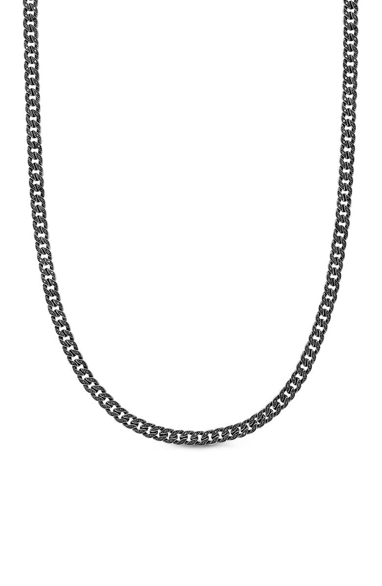 David Yurman Men's Curb Chain Necklace in Sterling Silver with Black Diamonds, 6mm, Main, color, Sterling Silver/ Black Diamond