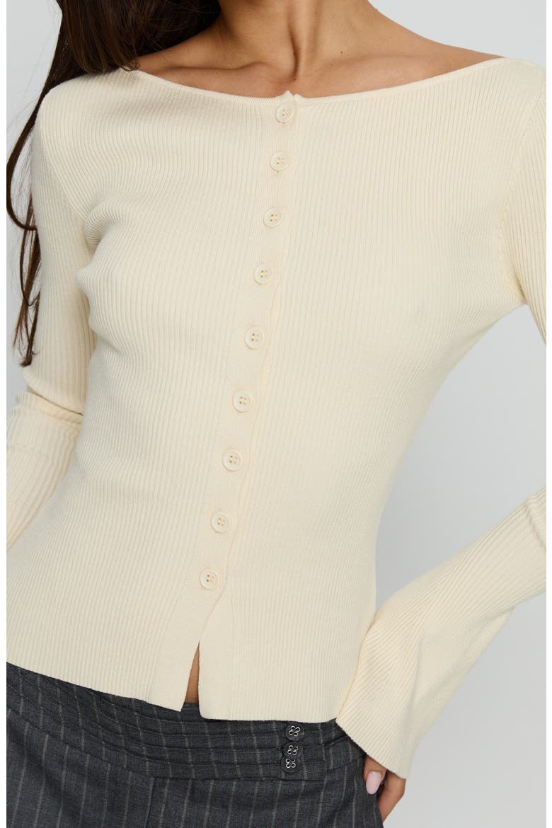 Tahnia Rib Cardigan, Alternate, color, BUTTER