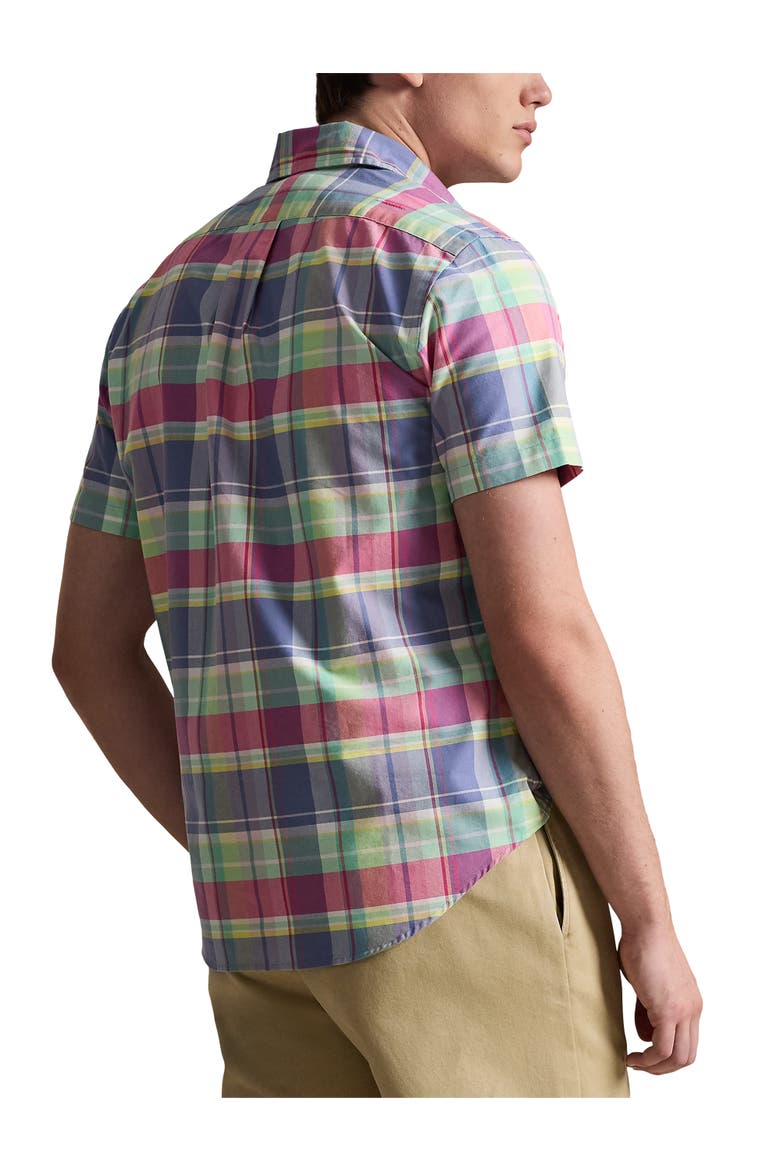 Big & Tall Plaid Oxford Sport Shirt V3, Alternate, color, JWEL BLE RSPBRY MLTI