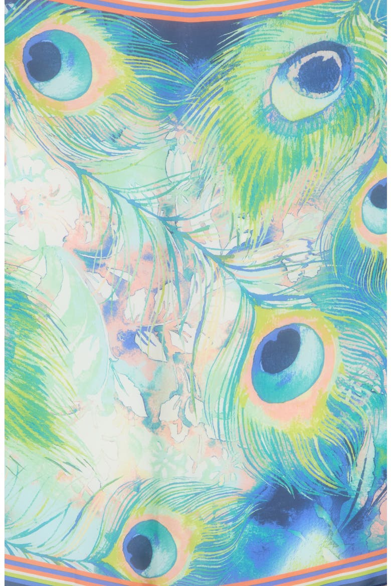 Peacock Feather Print Bandana, Alternate, color, NAVY MULTI