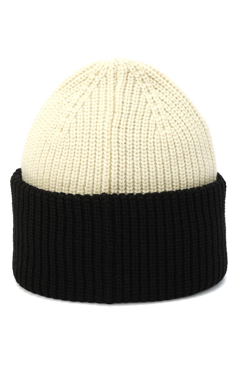 Kurt Geiger London Belgravia Bow Colorblock Beanie, Alternate, color, Black/ Bone