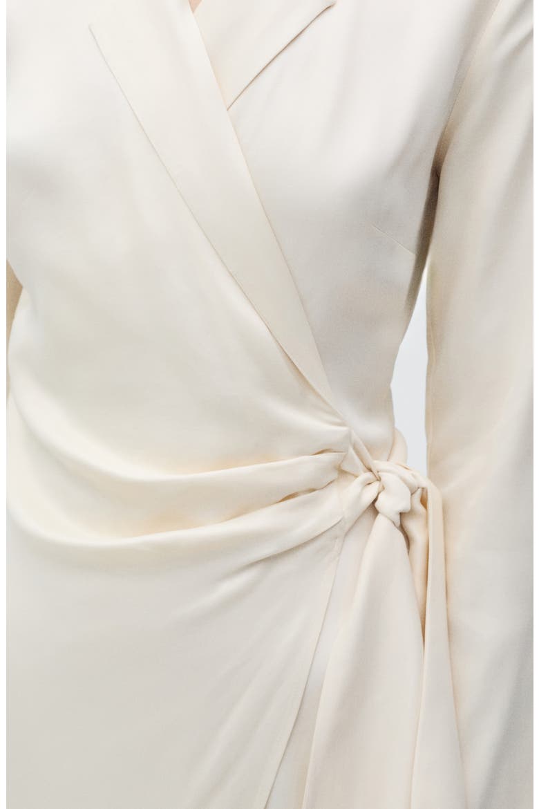 Long Sleeve Satin Wrap Midi Shirtdress, Alternate, color, ECRU