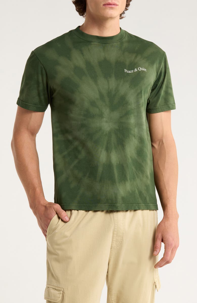 Museum of Peace & Quiet Tie Dye Wordmark Graphic T-Shirt, Main, color, Forest