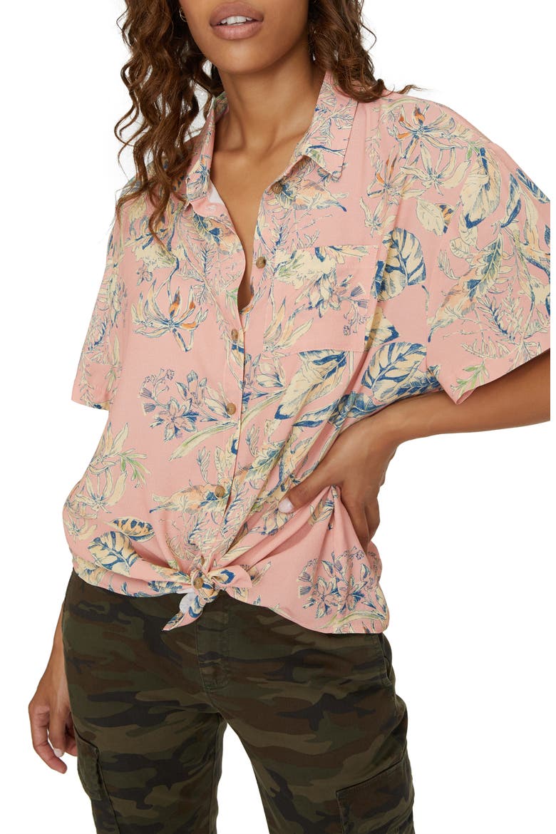 Resort Button-Up Shirt, Alternate, color, BEACH BABE