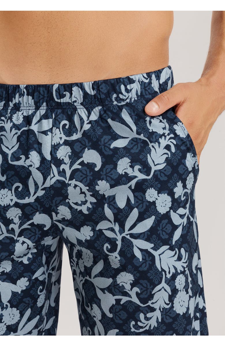 Hanro Night And Day Button Front Cotton Pajama Set, Alternate, color, Night Blue Tiles