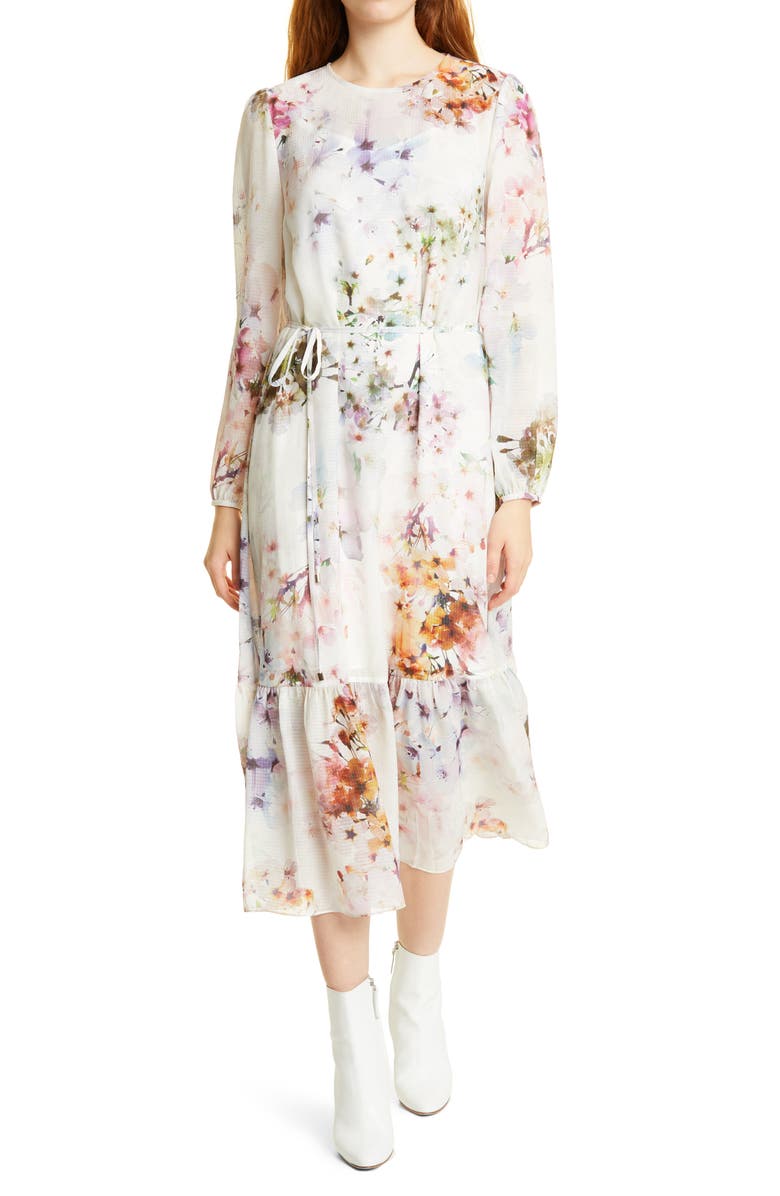 Ted Baker London Kally Vanilla Ruffle Hem Midi Dress, Main, color,