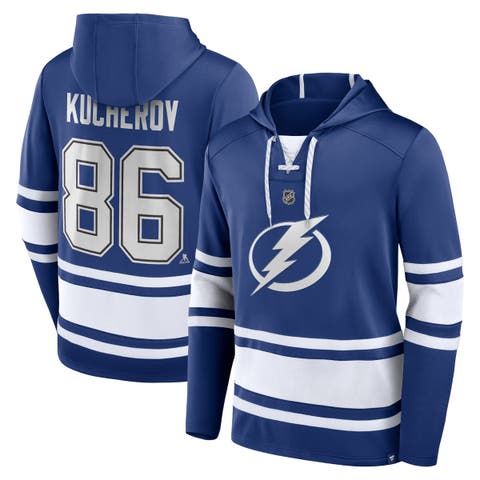 Men's Fanatics Branded Nikita Kucherov Blue Tampa Bay Lightning Name & Number Lace-Up Pullover Hoodie