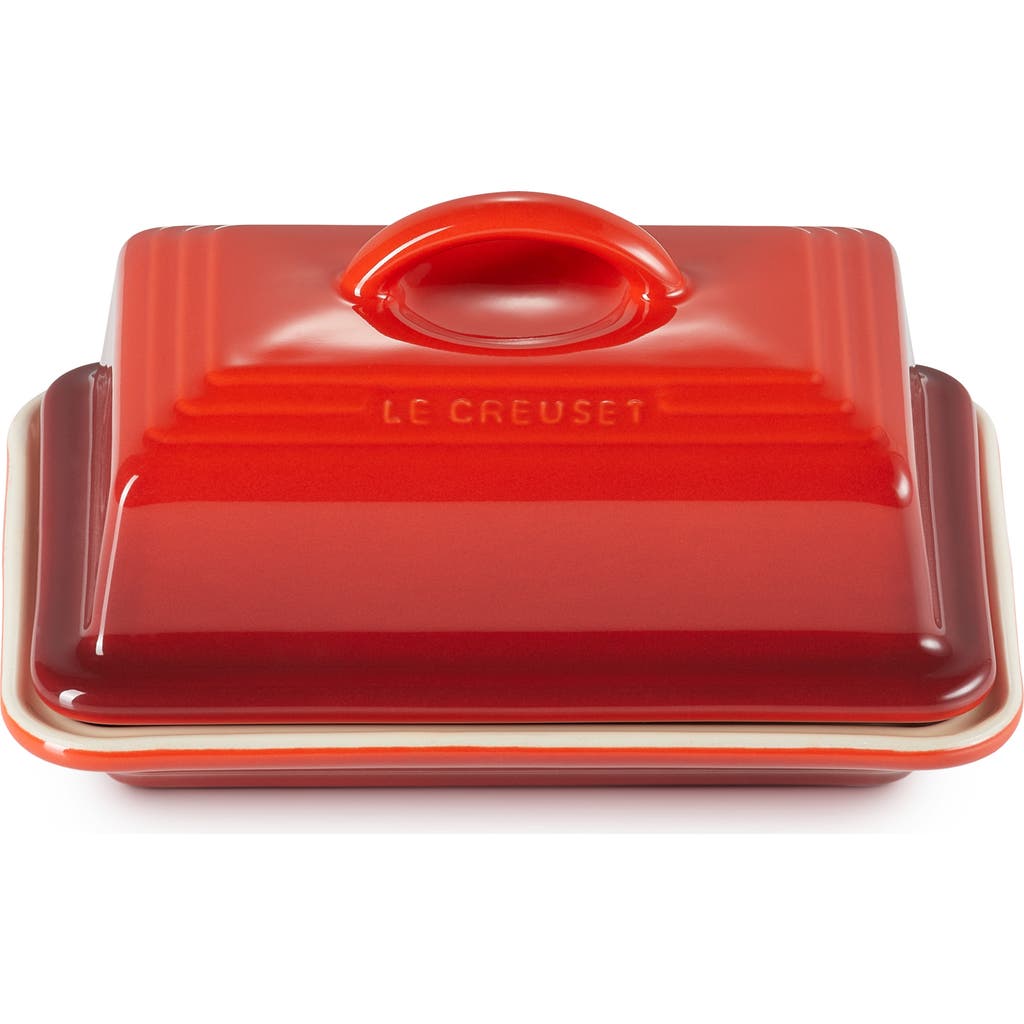Le Creuset Cerise Stoneware Butter Dish 17cm In Cerise