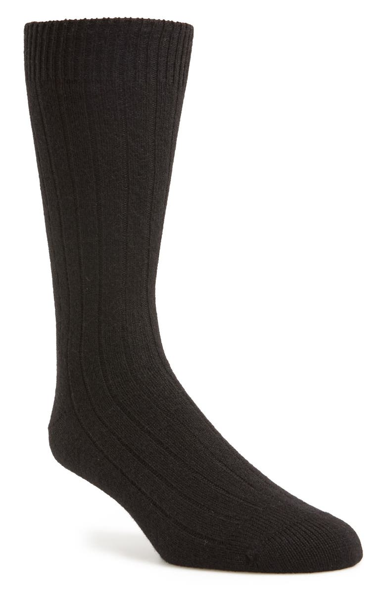 Pantherella Waddington Cashmere Blend Dress Socks, Main, color, Black