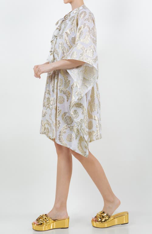 Meghan La Palm Springs Metallic Jacquard Caftan Dress In Seashell Gold