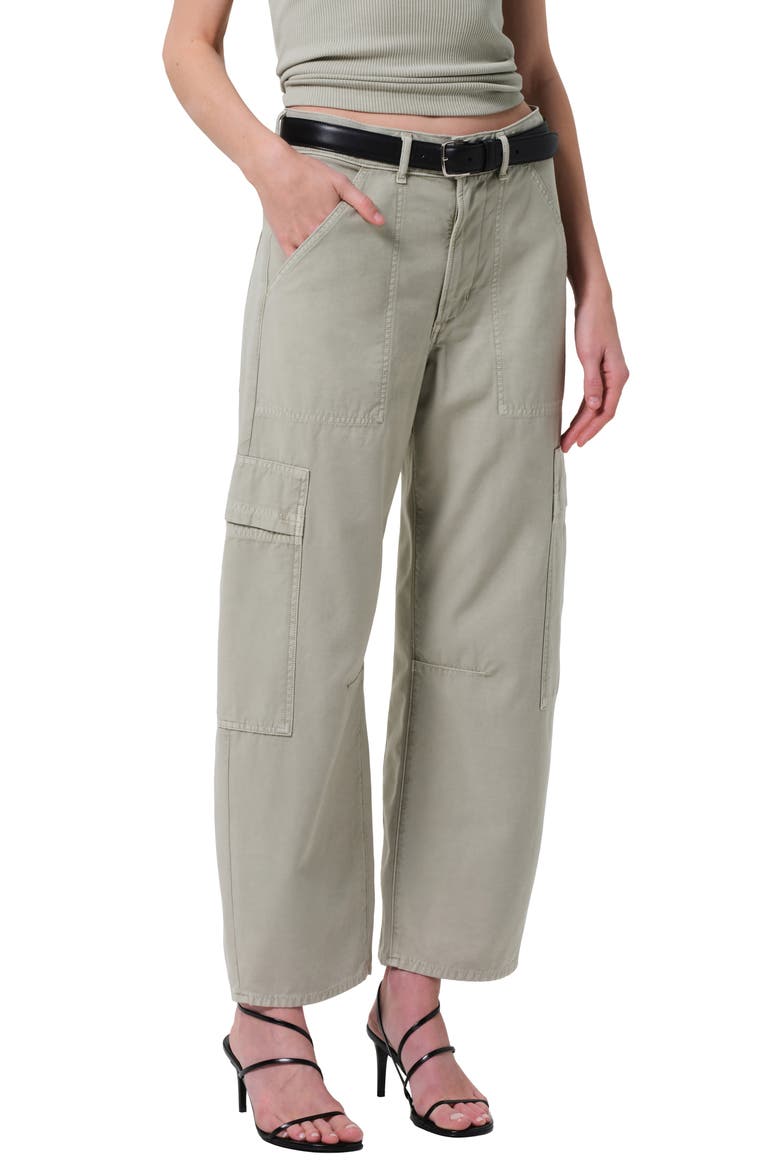 Marcelle Low Rise Barrel Cargo Pants, Main, color, MATCHA