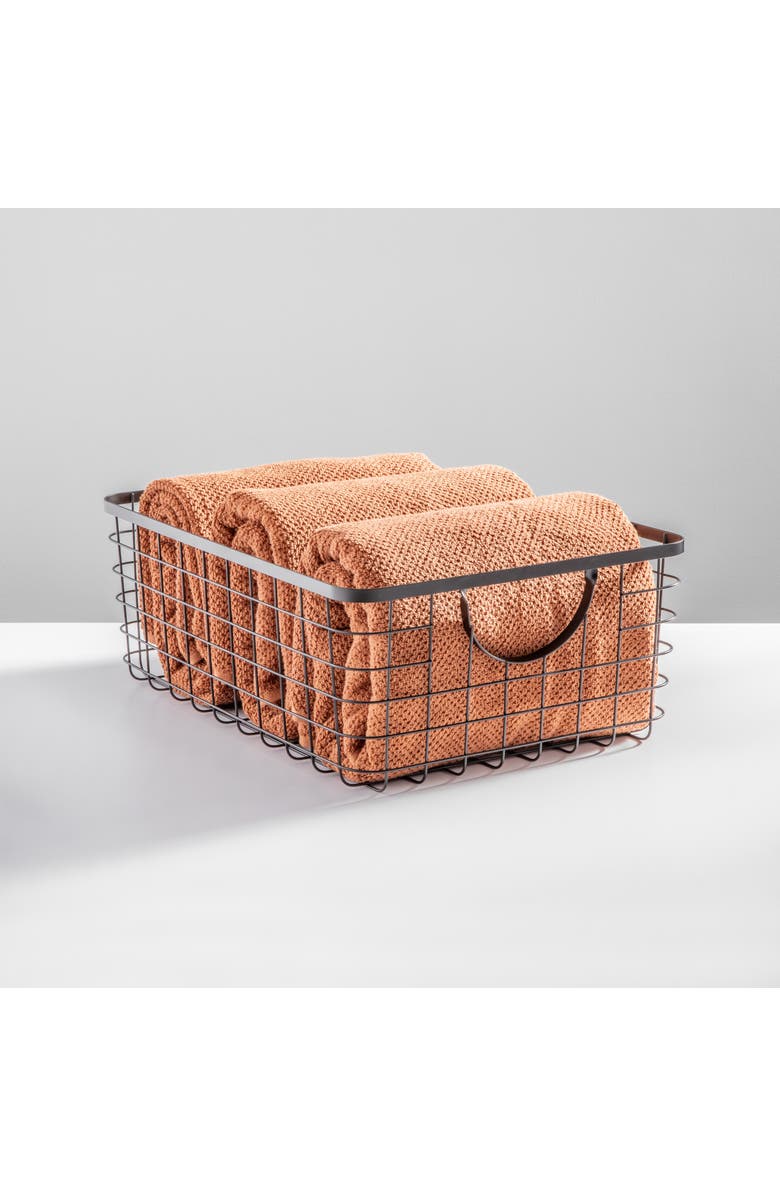 mDesign iDesign Metal Pantry Basket with Handles for Kitchen - Matte Black, Alternate, color, Black