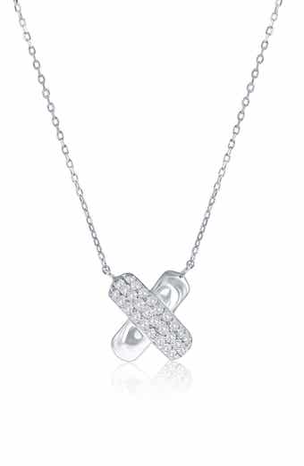Puffed X Cubic Zirconia Pendant Necklace