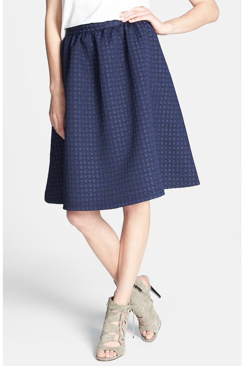 Textured Full Midi Skirt (Nordstrom Exclusive), Alternate, color, NAVY