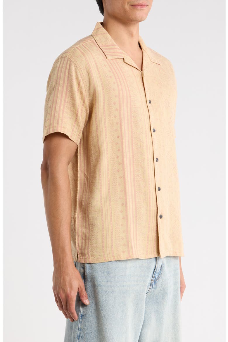 Garage Nashua Stripe Jacquard Cotton Button-Up Camp Shirt, Alternate, color, OATMEAL