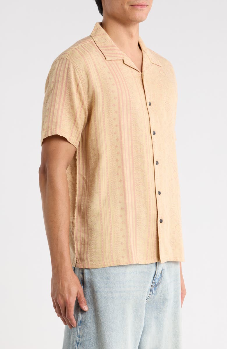 Billabong Garage Nashua Stripe Jacquard Cotton Button-Up Camp Shirt, Alternate, color, Oatmeal