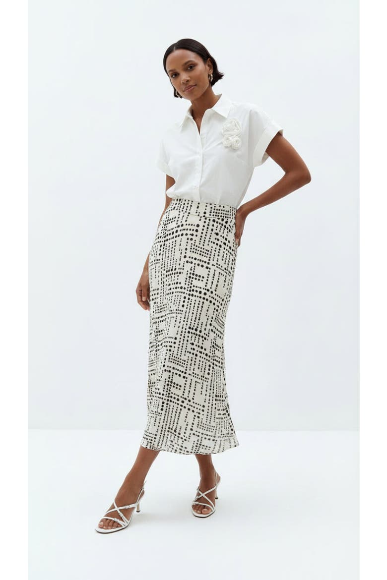 Ezra A Line Patterned Midi Skirt, Alternate, color, MULTI COLOR