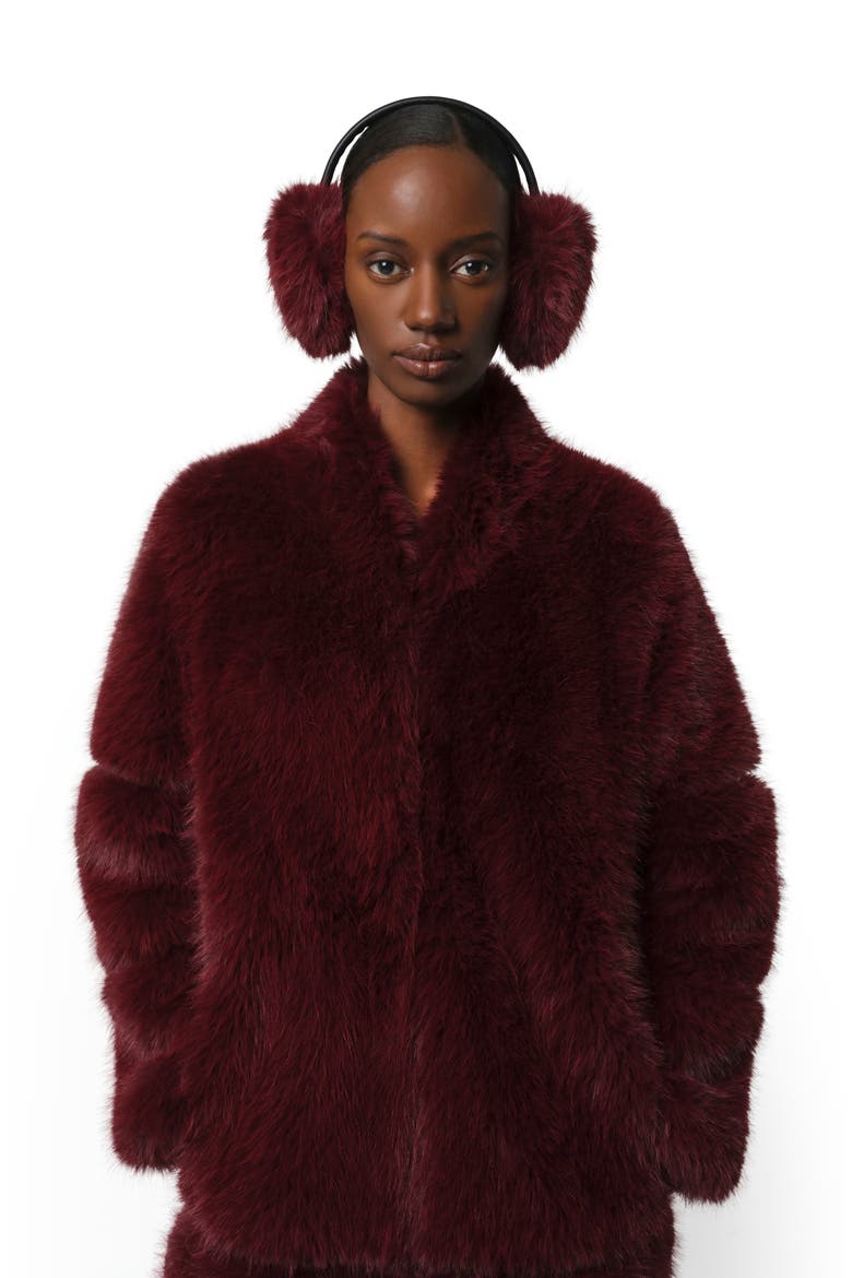 Esme Faux Fur Earmuffs, Alternate, color, MERLOT