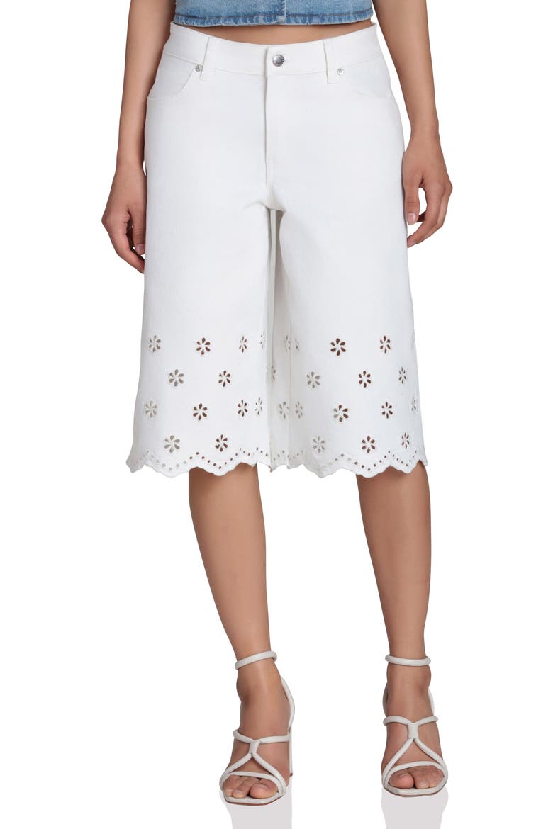 Embroidered Longer Length Shorts, Main, color, OFF WHITE