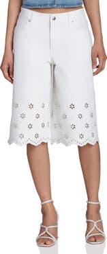 Avec Les Filles Embroidered Longer Length Shorts