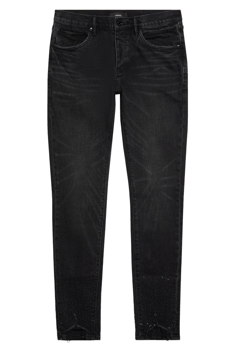 High Contrast Bling Skinny Jeans, Alternate, color, BLACK