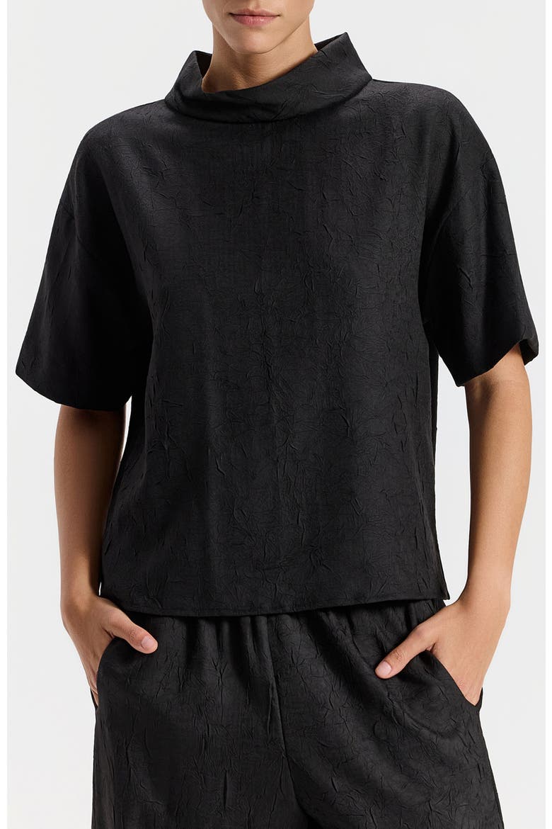 Oriana Boat-Neck Short Sleeved Top, Alternate, color, Black