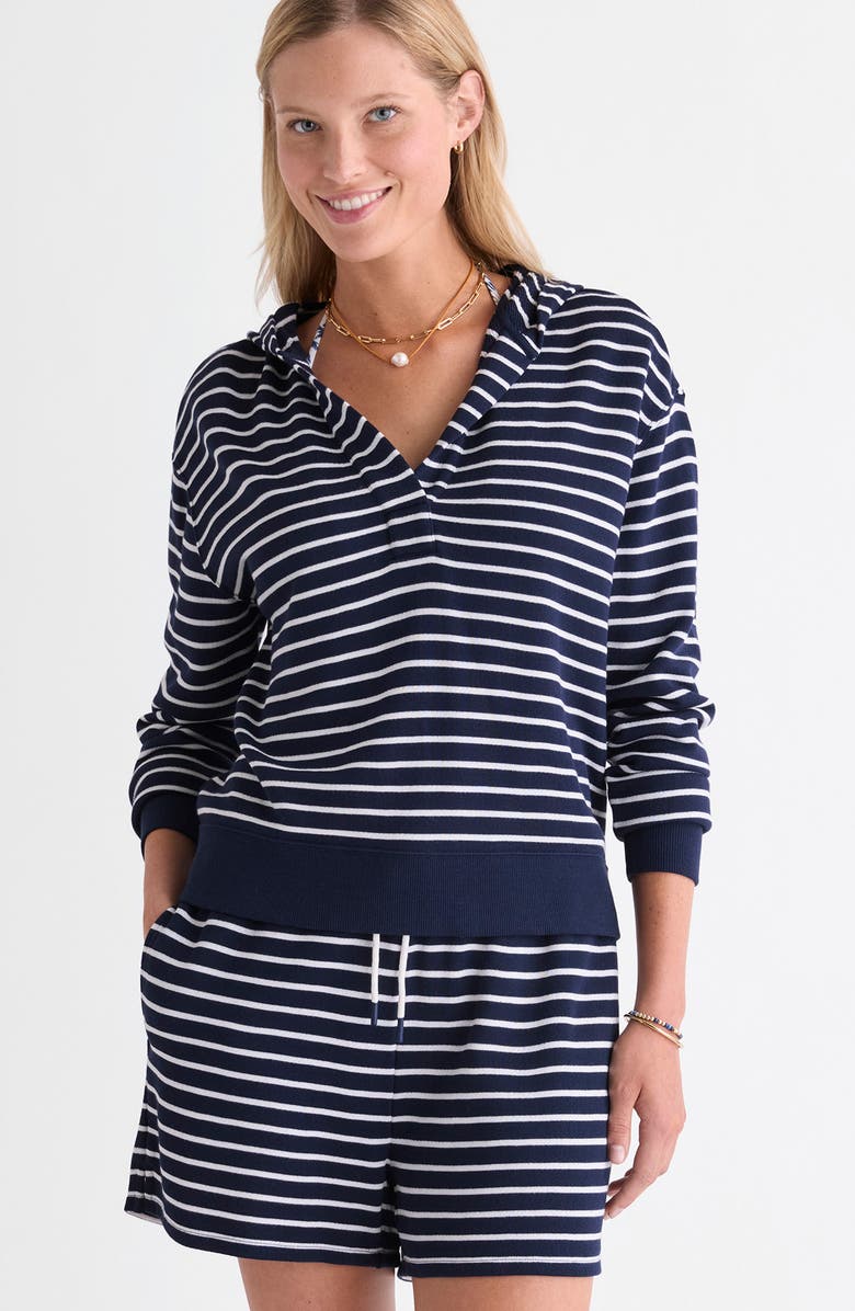 vineyard vines Terry Hoodie, Alternate, color, Bay Stripe Navy