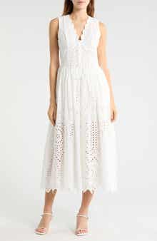 Broderie Anglaise Cotton Midi Dress