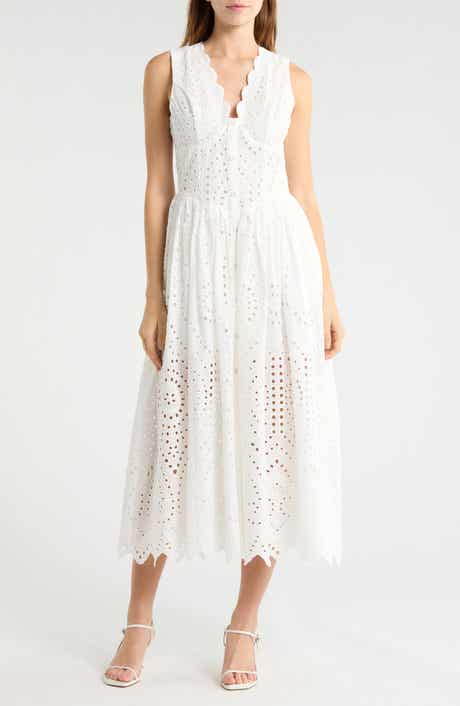 Broderie Anglaise Cotton Midi Dress