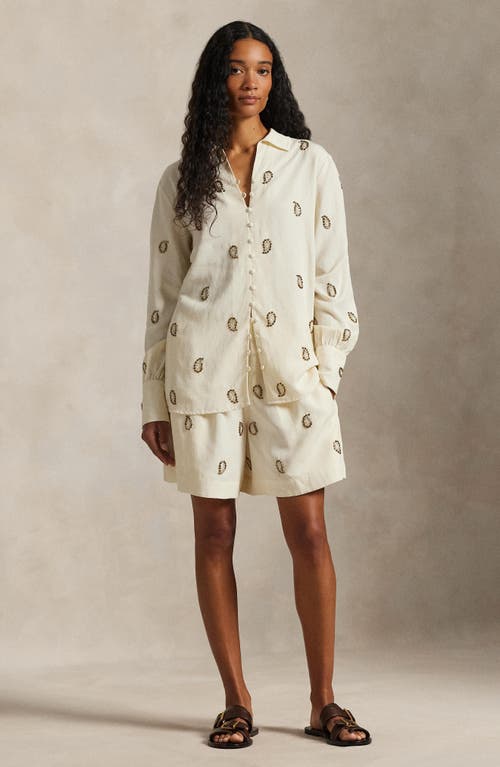 Polo Ralph Lauren Anna Beaded Paisley Shorts In White