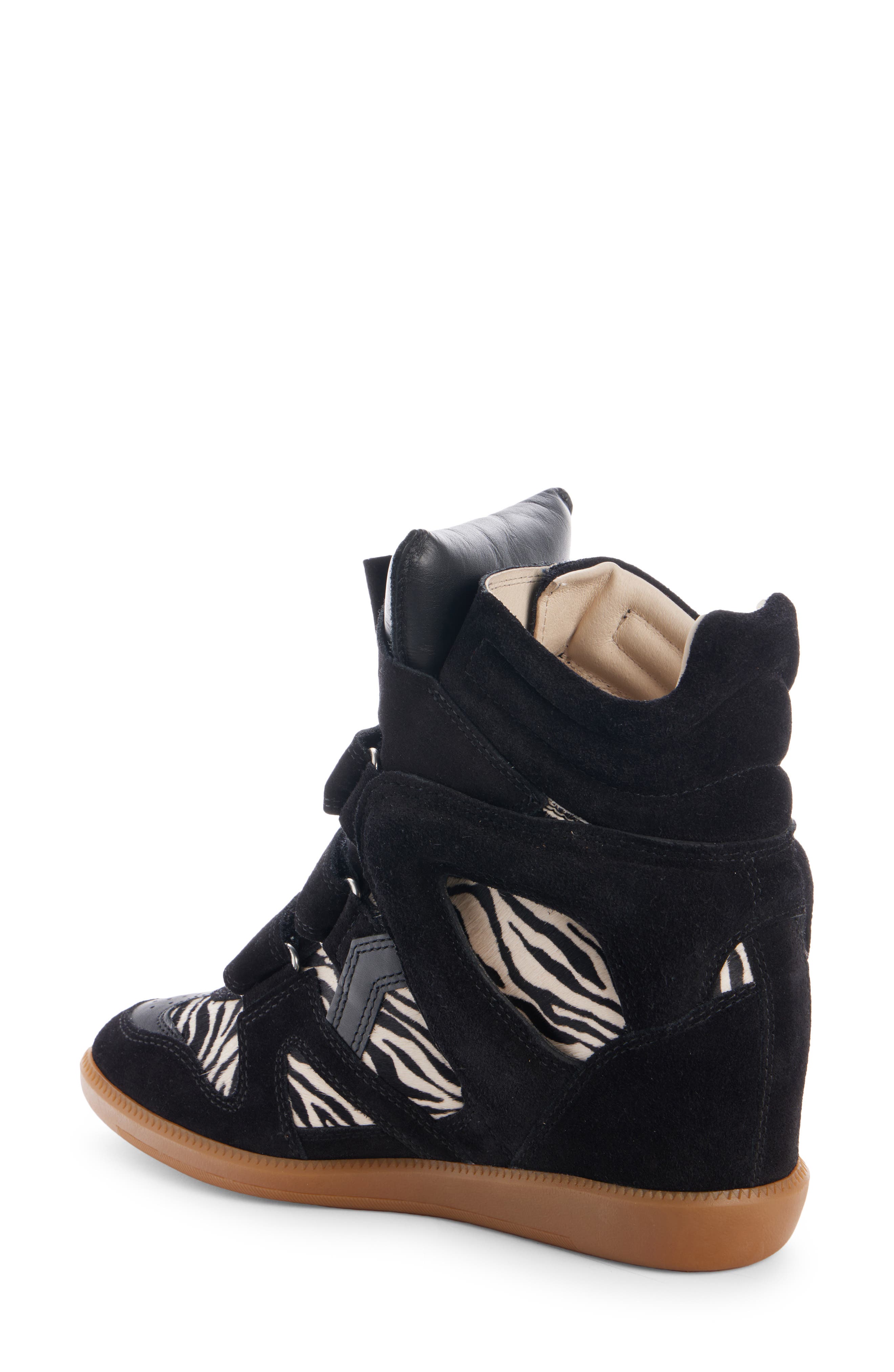Bekett High Top Wedge Sneaker, Alternate, color, BLACK/ ZEBRA