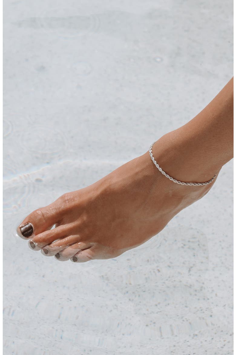 Calvi Rope Chain Anklet, Alternate, color, Silver